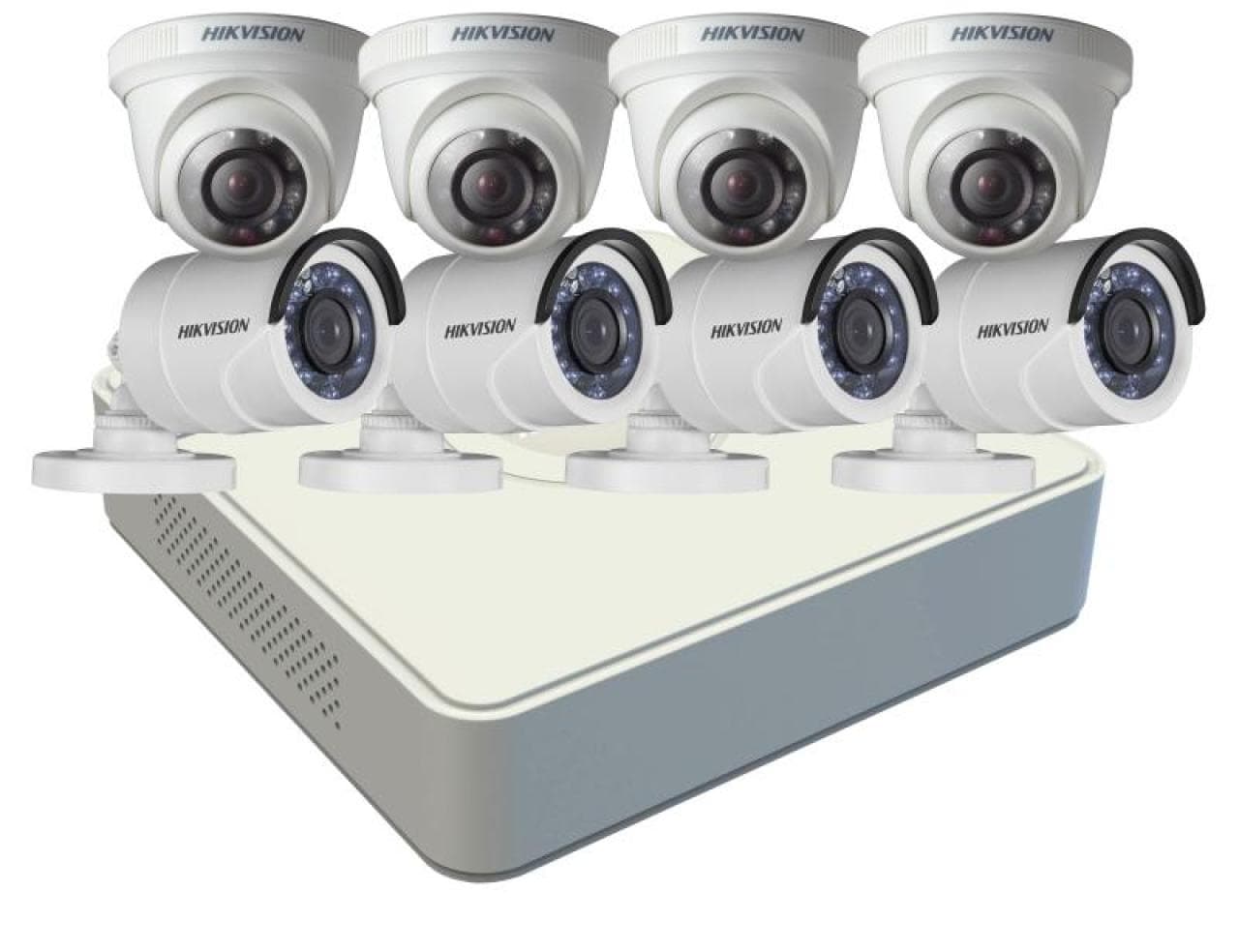 Hikvision Turbo HD Kit — 8-Ch DVR + 8 Cameras (4 Dome + 4 Bullet)